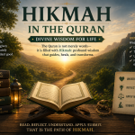 An open Quran overlooking a sunrise valley, symbolizing the divine wisdom (hikmah) found in God's revelation that guides believers to understanding, sound judgment, and righteous living.