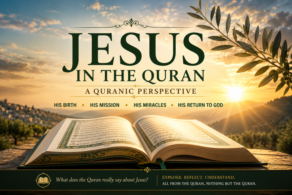 Featured image for the Jesus in the Quran study page showing an open Quran illuminated by sunrise with the title "Jesus in the Quran – A Quranic Perspective."