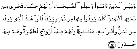 Arabic text of Quran verse 2:25