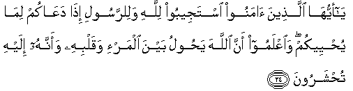 Arabic text of Quran verse 8:24